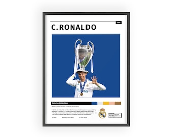 Affiches de la Ligue des champions du Real Madrid de Cristiano Ronaldo avec cadre en bois