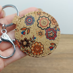 Cork key holder, Round key holder, Cork gift, Key holder with flowers, Portugal key holder,Portuguese key holder.
