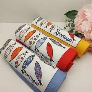 Cotton kitchen towel, Portuguese sardine, Portuguese gift, Traditional decor, Kitchen tea towel.