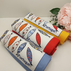 Cotton kitchen towel, Portuguese sardine, Portuguese gift, Traditional decor, Kitchen tea towel.