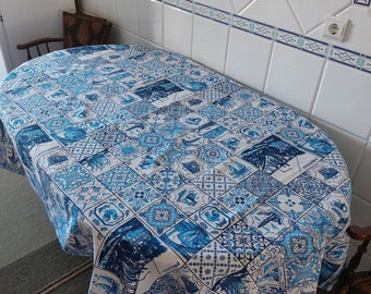 Portuguese 93.3&quot;×59.8&quot;(2.37×1.52) tablecloth,Kitchen tablecloth,Portuguese image, Decorative tablecloth, Portugal tablecloth.