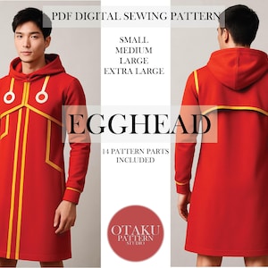 Patrón de costura para cosplay de Egghead: Sudadera con capucha y camiseta sin mangas de bolero de anime (PDF digital)