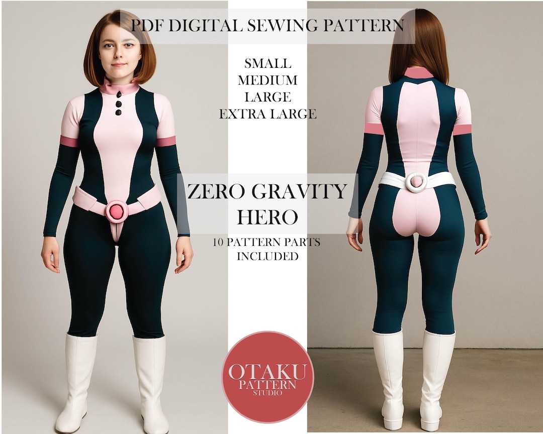 Anime Hero Girl Cosplay Pattern: Pink & Green Stretch Fabric Costume ...