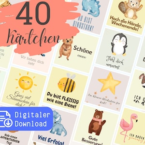 子供と学校用のアファメーションカード 40 枚 - モチベーション、自信 - ランチボックス/ランチボックス用のポジティブなメッセージ