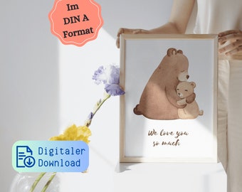 Digital children's room poster - picture with loving message for parents - DIN A - self-print - immediate download | motif bears