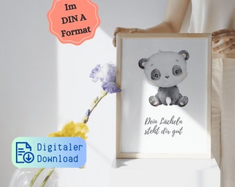 Digital children's room poster - picture with loving message for parents - DIN A - self-print - immediate download | motif panda bear