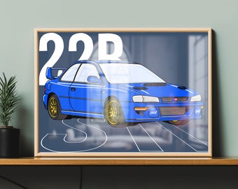 1998 Subaru Impreza 22B WRX STI, Subaru Tecnical International, Vector File(Ai.) Rally, Colin McRae, Wall Art, Poster, Kids Room, Boys Room.