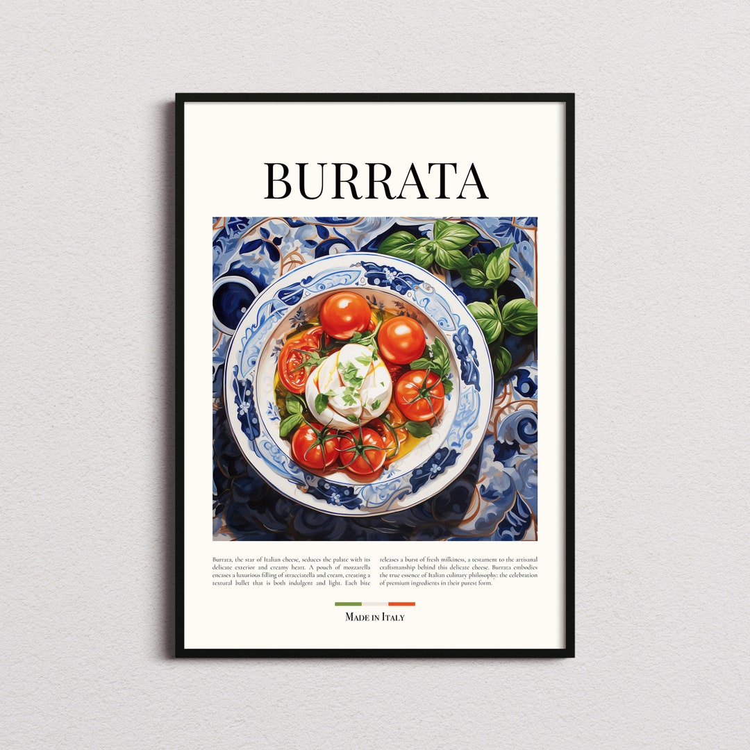 Burrata Print Traditional Italian Food Wall Art Poster Etsy