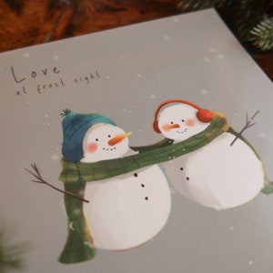 Leuke sneeuwpoppen kerstkaarten, leuke vakantiegroeten, feestelijke kaartenset, diverse ontwerpen, blanco binnenkant