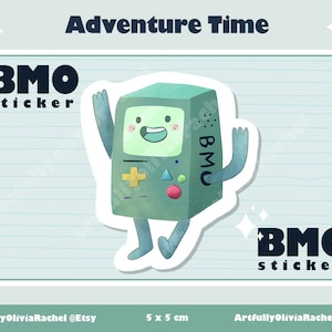 Cute BMO Sticker, Adventure Time Cartoon Sticker, Laptop Decal, Phone Sticker, 3-inch Sticker, Gift for Fans, Scrapbooking Accessory
