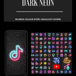 Neon Instagram Highlight Covers | IG Story Cover Icons | Highlight Covers for Instagram | Colorful Bright Neon social media icons
