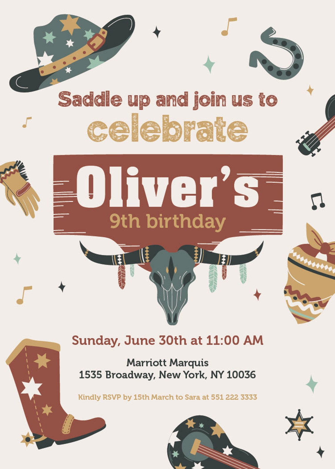 Cowboy Birthday Party Invitation Western Birthday Invitation Western ...