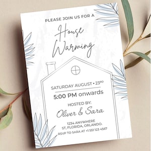 Gepersonaliseerde House Warming uitnodigingskaart | Housewarming-feest | Moderne, minimalistische nieuwe thuisfeestuitnodigingskaart | Afdrukbare of tekstuitnodiging