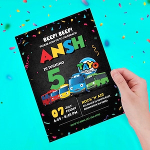 Tayo Birthday Invitation | Tayo The Little Bus Children Birthday Invitation | Tayo Birthday Party | Tayo Invitation | Tayo Text Invite