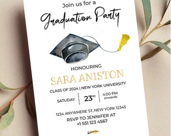 Plantilla de invitación para fiesta de graduación de 2024 (texto digital)