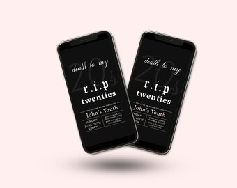 RIP Twenties Invitation, Funeral to My Youth, Gothic 30th Birthday (Digital Text Invite)