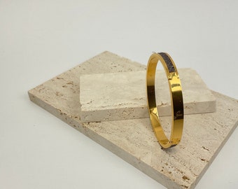 Bracelet 6 mm cuir de poisson et inox doré modèle Pinassotte