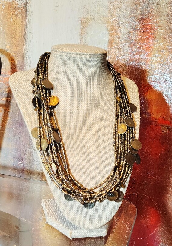 Multiple Beaded Strands with Tiny Metal Disks Nec… - image 3