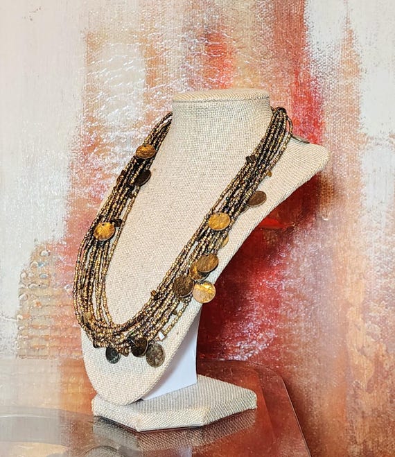 Multiple Beaded Strands with Tiny Metal Disks Nec… - image 2