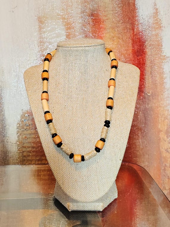 Wood Black Silicone Beads Strung Together