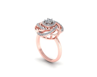 0.60 CT Flower Design Round Cut Lab Grown Diamond Wedding Ring | Lab Grown Diamond Ring | Handmade Ring For Bridesmaid Gift |