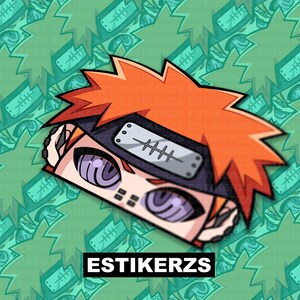 Orange Ninja Peeker Waterproof Sticker