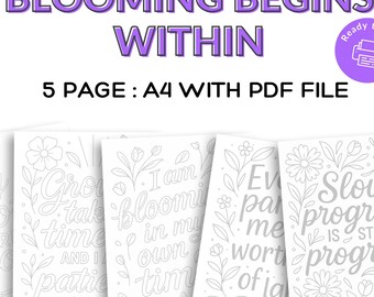 Affirmationsseite zum Ausmalen – Floral Edition | Selbstfürsorge Printable für Heilung & Achtsamkeit | A4 Digitaler Download