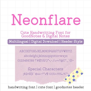 Neat handwritten for goodnotes header font , handwriting font, student font, Digital planner font, Procreate font ,neat font, canva font