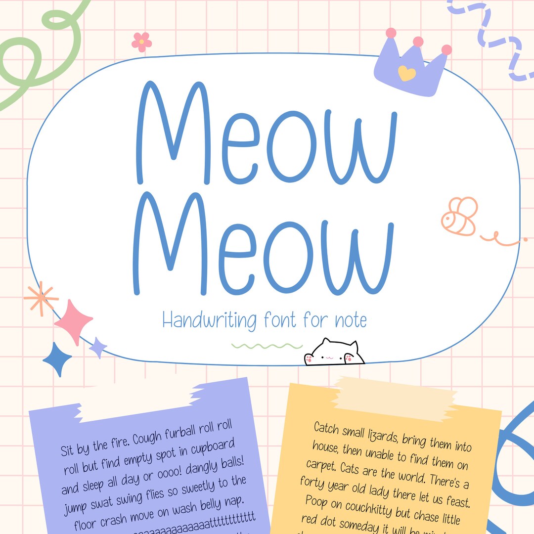 Meow Meow Font: Thick Handwritten Style (TTF & OTF) (digital Download ...