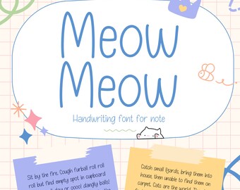 Meow Meow Schrift: Dicker handgeschriebener Stil (TTF & OTF) (Digitaler Download)