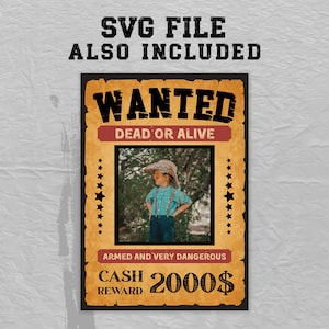Wanted Poster Template Editable, Wanted Poster Svg, Editable Wanted Poster Canva Template, Wanted Sign Poster, Digital Wanted Poster A4