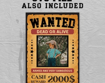 Wanted Poster Template Editable, Wanted Poster Svg, Editable Wanted Poster Canva Template, Wanted Sign Poster, Digital Wanted Poster A4