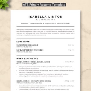 ATS Ready Student Nurse Resume Template Google Docs, Word, Pages | Registered Nurse Practitioner Resume  | Modern Nursing Resume Template
