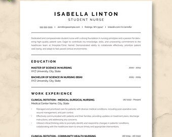 ATS Ready Student Nurse Resume Template Google Docs, Word, Pages | Registered Nurse Practitioner Resume  | Modern Nursing Resume Template