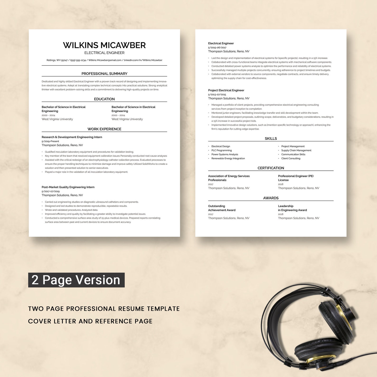 ATS Friendly Electrical Engineer Resume Template Google Docs ...