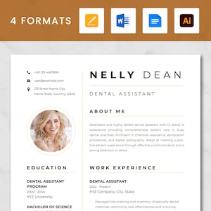 Dental Assistant Resume Template |Modern MS Word Resume & Google Docs Resume Template For Dental Hygienist, Dentist,Dental Nurse, Dentist CV