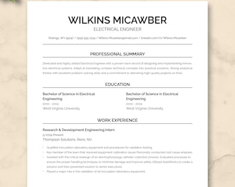 ATS Friendly Electrical Engineer Resume Template Google Docs, Engineering Student Google Docs Resume Template, Electrical Resume Cv Template