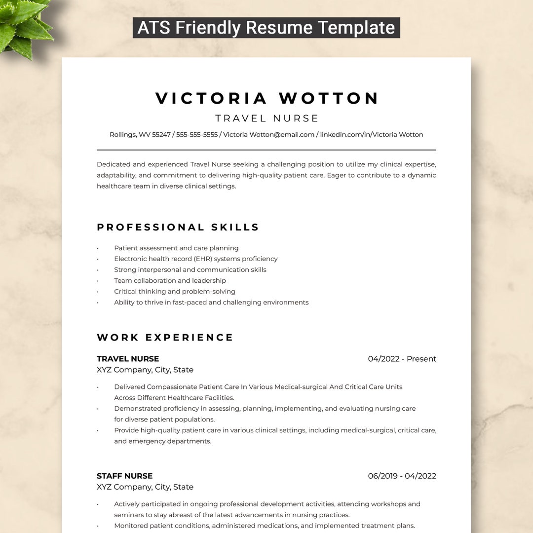 ATS Travel Nurse Resume Template - Il 1080xN.5606810618 M0fs 