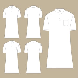 INSTANT DOWNLOAD Polo Dress Vector Flat Drawing for Fashion Design