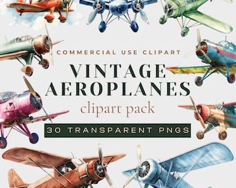 Retro Flugzeug Clipart, Aquarell Clipart, Scrapbook Clipart, Transport Luftfahrt Flugzeug Clipart, Einladung Clipart, Blaues Flugzeug Clipart