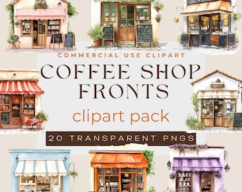 Watercolour Coffee Shop Clipart, Coffee Lover Clipart PNG, Cafe Coffee Clipart, Shopfront Clipart, Cute Shop Clipart, Transparent Background