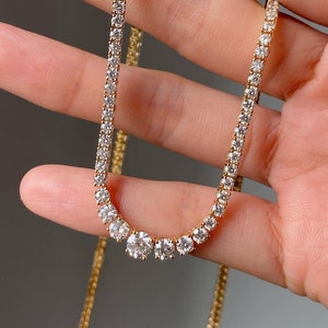 Handmade Gold Zirconia Tennis Choker: Bridal Diamond Necklace