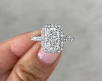2.50TCW Strahlen Diamant Verlobungsring, 14k Solid Gold Halo Ehering, Vorschlag Ring, Diamant Jahrestag Geschenk Ring für Sie
