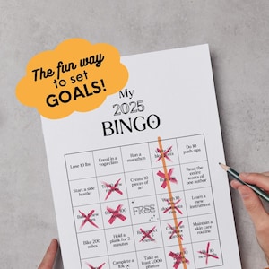 2025 Bingo Card, New Years Resolution, Manifestation Bingo Card, 2025 Goal Tracker, 2025 Vision Board, Editable Canva Template Bingo Card
