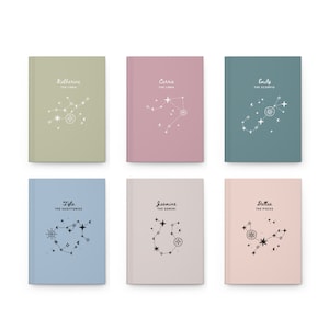 Gifted Zodiac Sign Stars Journal, Constellations Zodiac Signs, Zodiac Sign Gift Her, Personal Zodiac Sign, Personalized Astrology Gift Her