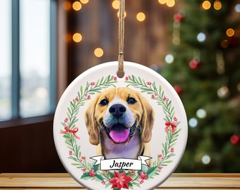 Personalized Pet Ornament Using Pet's Photo + Name, Custom Christmas Dog Ornament, Personalised Dog Custom Pet Ornament