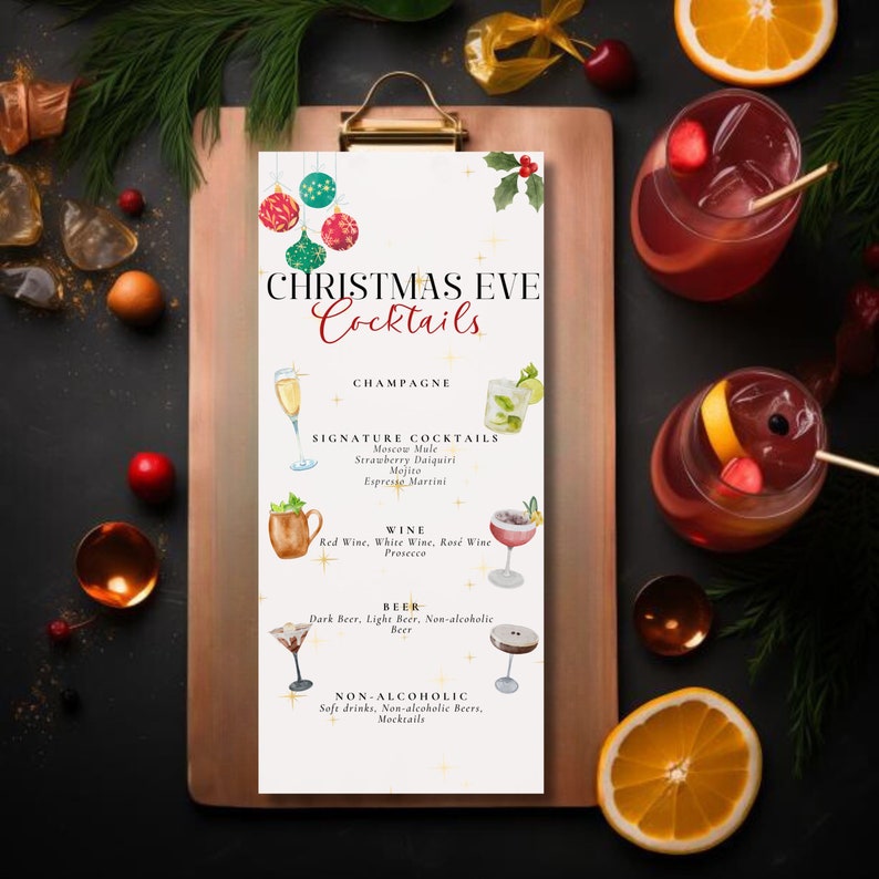 MASSIVE BUNDLE Printable Christmas Dinner Menu Christmas Drink List ...