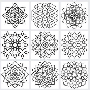 26 SVG-målarbilder med geometriska former – tessellationsmönster, omedelbar digital nedladdning