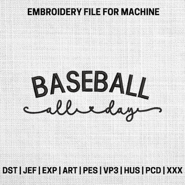 Baseball all day embroidery designs, baseball embroidery pattern, baseball game machine embroidery designs, baseball embroidery files trendy