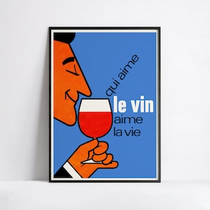 Vintage-Alkoholplakat „Wer Wein liebt, liebt das Leben“ – High Definition – 230 g/m2 Papier